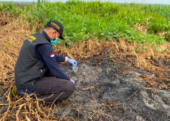 Polres OKI Buru Jejak Api di Ulak Kemang Baru, Labfor Ambil Sampel Abu