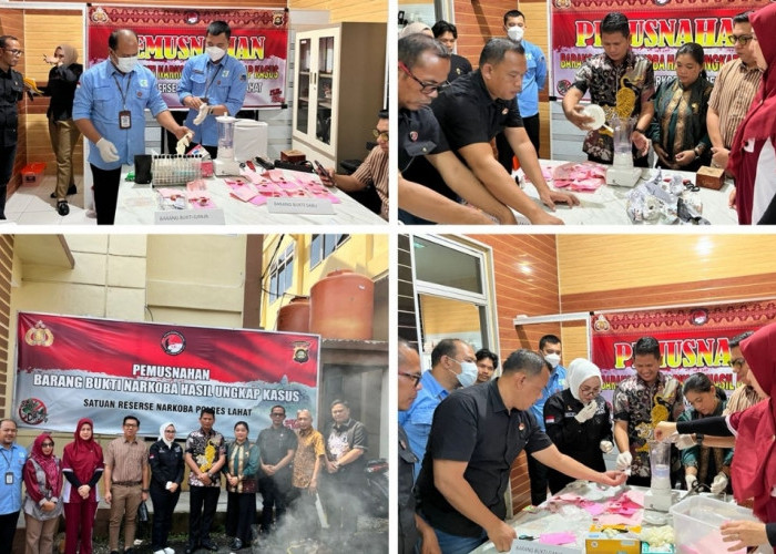 Disaksikan Kejari dan Pengadilan, Polres Lahat Musnahkan Barang Bukti Narkotika