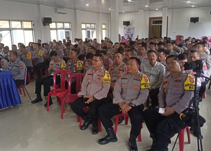 350 Personel Polres OKI Ikuti Pembekalan Pengamanan TPS Pemilu 2024
