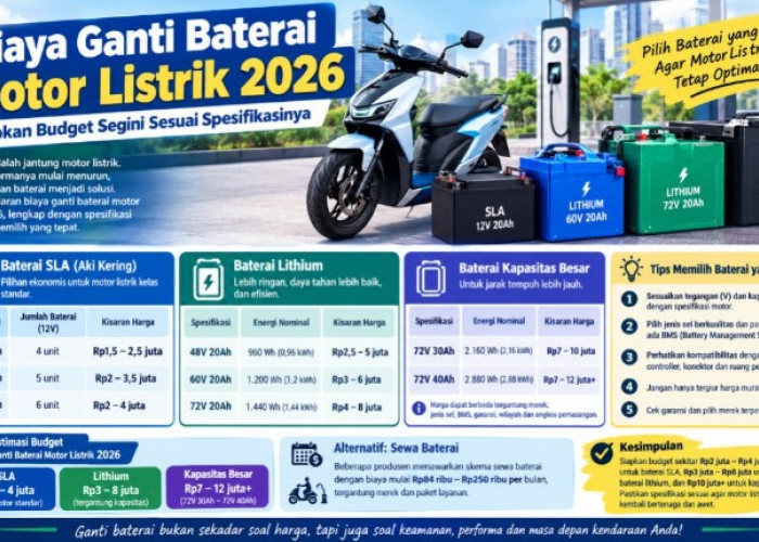 Biaya Ganti Baterai Motor Listrik 2026, Siapkan Budget Segini Sesuai Spesifikasinya