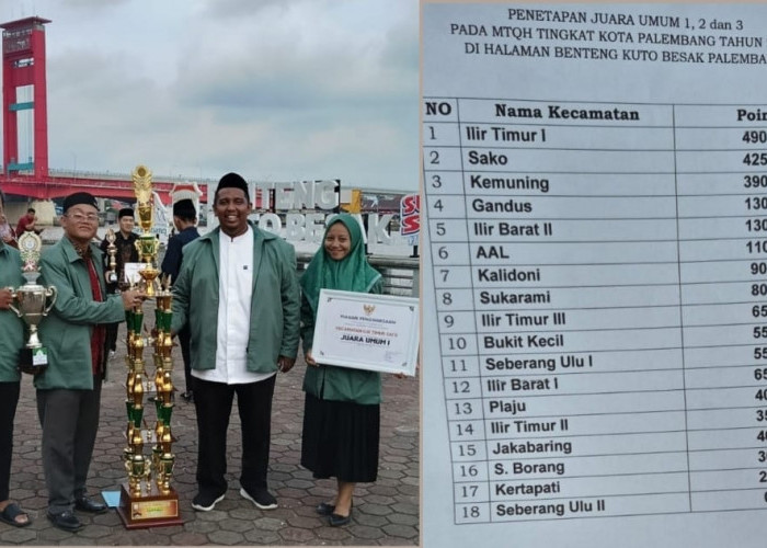 ALHAMDULILLAH, Ilir Timur 1 Juara Umum MTQH Kota Palembang 2025