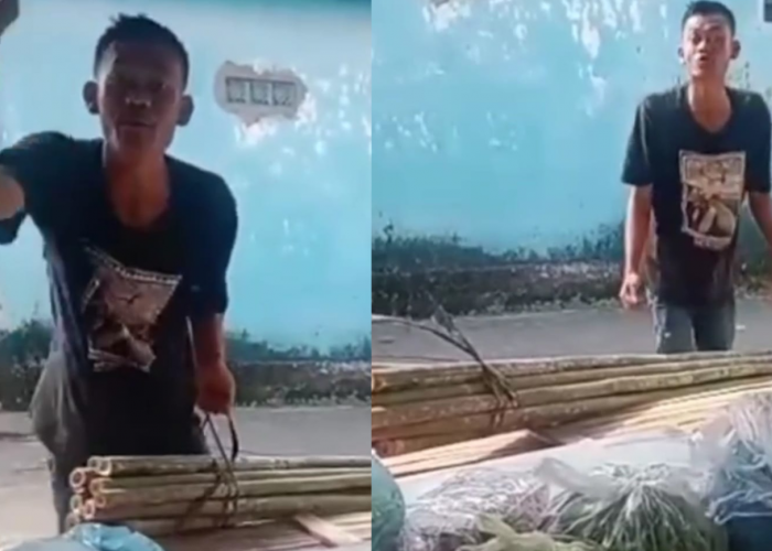 Viral! Pedagang Bambu Saling Maki dengan Pembeli, Gagal Transaksi, Warganet Orang Palembang Tak Sopan