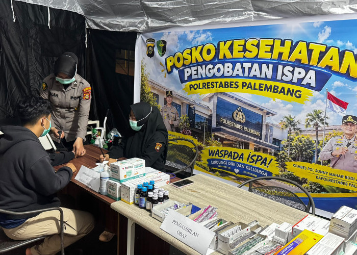 Sepekan Meningkat 12 Ribu Kasus, Polrestabes Palembang Buka Posko Gratis Warga Idap ISPA dengan Dokter Siaga