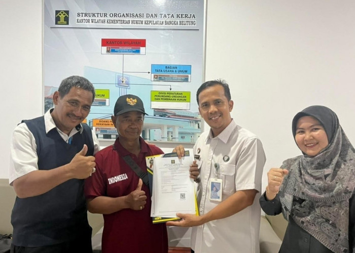 Kanwil Kemenkum Babel Terbitkan Sertifikat Perseroan Perorangan PT Asamtara Jaya Bersama