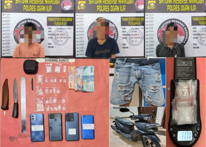 3 Pengedar Sabu di Tanjung Raja Dibekuk Satres Narkoba Polres Ogan Ilir, 22 Paket Jadi Barang Bukti