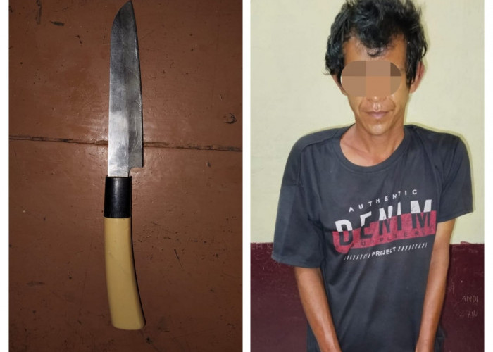Sembunyikan Pisau di Pinggang, Pria di Ogan Ilir Diciduk Anggota Polsek Tanjung Raja