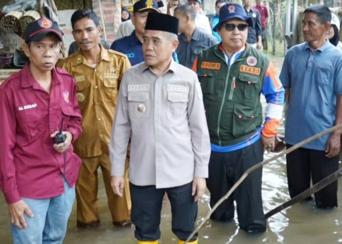 Wabup Ogan Ilir Tinjau dan Salurkan Bantuan Korban Banjir di Desa Kayu Ara Rambang Kuang