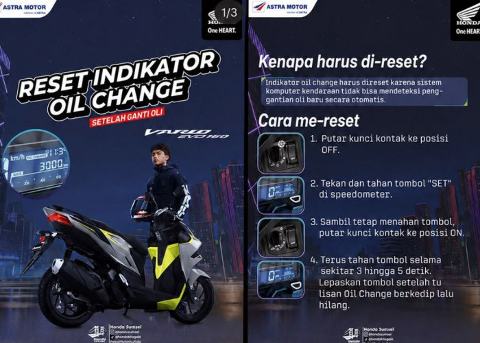 Honda Sumsel Bagikan Langkah Reset Indikator Oil Change Honda Vario 160, Mudah Dilakukan Sendiri di Rumah