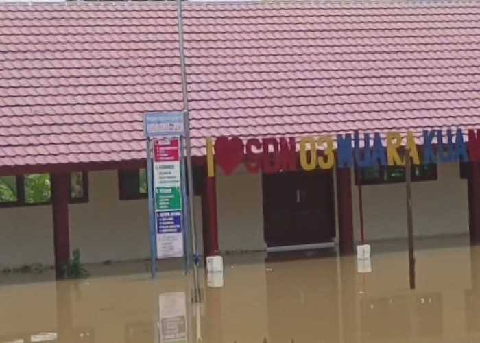 Sekolah di Ogan Ilir Terendam Banjir, Pelaksanaan Ujian Akhir Ditunda, KBM Dilakukan Daring