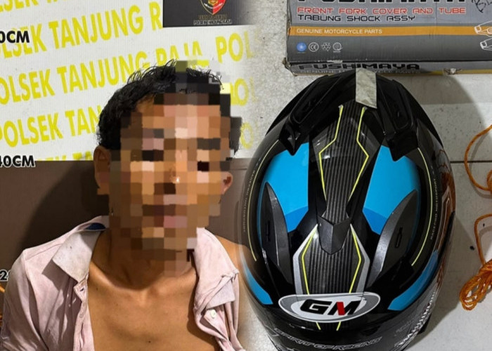 Rusak Atap Seng Toko Sparepart, Pria di Tanjung Raja Ogan Ilir Gasak 5 Helm, Berujung Ditangkap Polisi