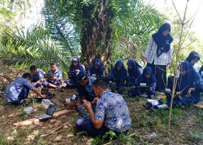 Kesulitan Sinyal Internet Siswa SMP Satap Tanjung Kurung, OKU Selatan harus Naik Bukit 