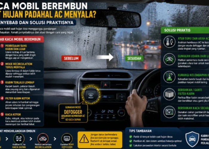 Kaca Mobil Berembun Saat Hujan Padahal AC Menyala? Ini Penyebab dan Solusi Praktisnya