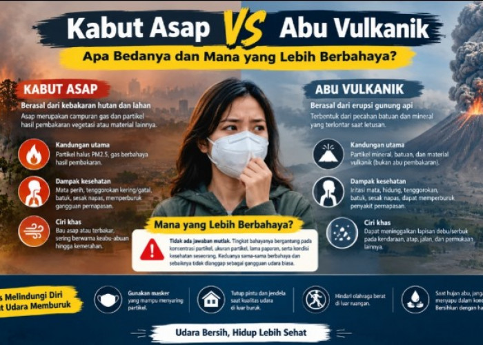 Kabut Asap vs Abu Vulkanik, Mana yang Lebih Berbahaya bagi Kesehatan?