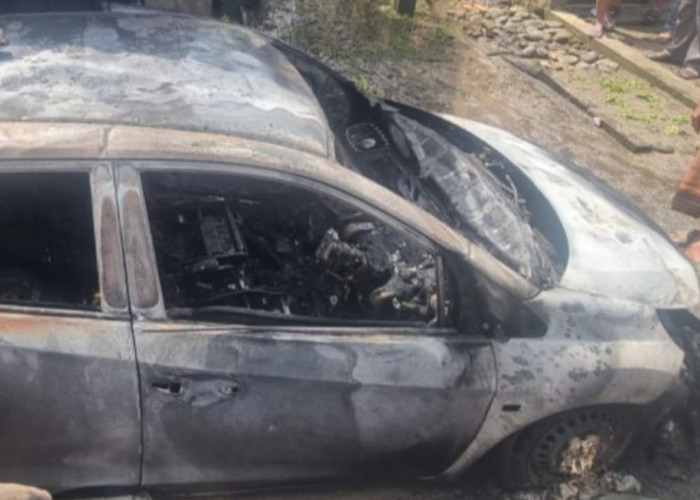 Satu Keluarga Selamat, Mobil Hangus Terbakar Usai Kecelakaan di OKU Timur