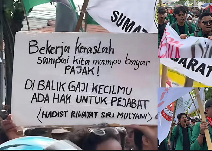 Spanduk Pendemo: Bekerja Keraslah Sampai Mampu Bayar Pajak, Sebab Ada Hak Pejabat Disana