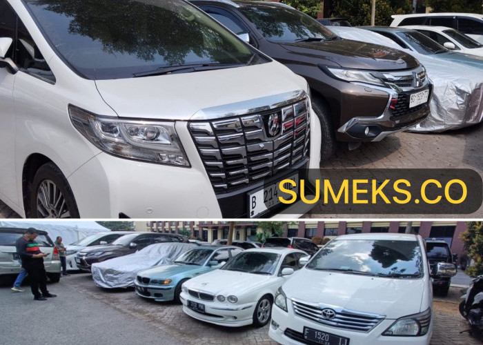 Begini Penampakan Mobil-Mobil Mewah Milik Selebgram Palembang yang Disita di Polda Lampung