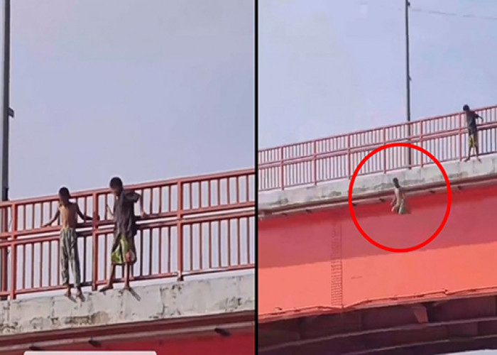 Viral di Media Sosial, 2 Bocil Nekat Lompat Dari Atas Jembatan Ampera Setinggi 9 Meter, Begini Kondisinya