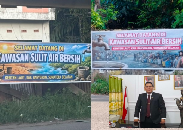 Protes Memuncak, Warga Kenten Laut Pasang Spanduk Sindiran: “Selamat Datang di Kawasan Sulit Air Bersih”