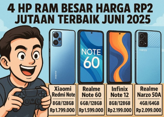 4 HP RAM Besar Harga Rp2 Jutaan Terbaik Juni 2025, Performa Andal untuk Gaming dan Multitasking!