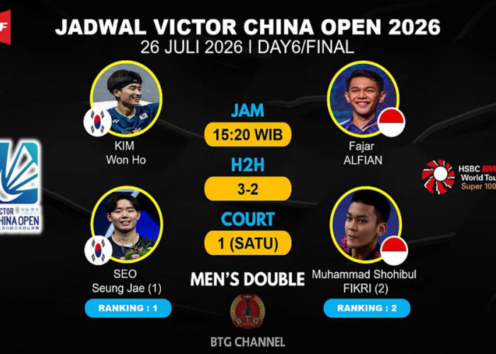 Yuk Dukung Fajar/Fikri Pertahankan Gelar China Open 2026, ini Jadwalnya