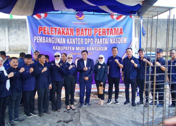 Bupati Toha Letakkan Batu Pertama Pembangunan Kantor DPD NasDem Muba