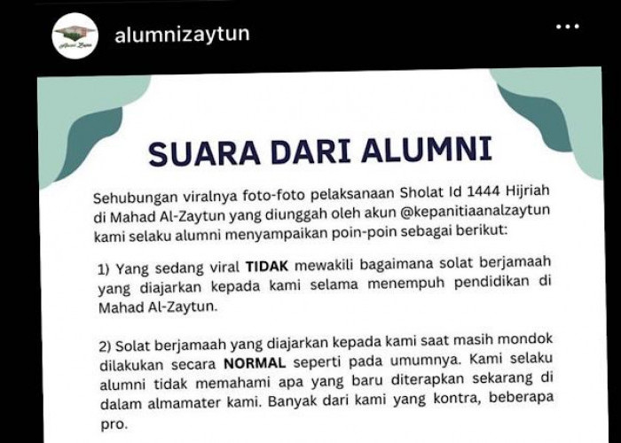 Catat….Ini 4 Poin Suara dari Alumni Al Zaytun, Netizen: Nomor 2  FIX Alumni Sepakat Ada yang Tidak Normal