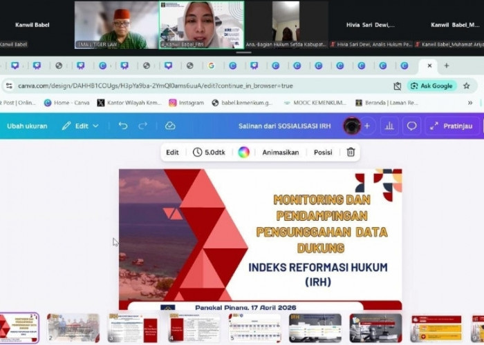 Kanwil Kemenkum Babel Dampingi Pemda Unggah Data IRH 2026, Dorong Reformasi Hukum Daerah