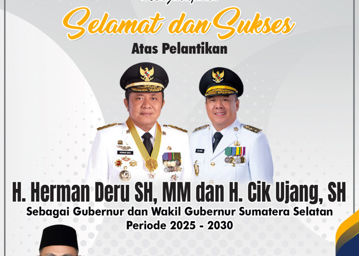 PKS Sumsel Mengucapkan Selamat dan Sukses atas Pelantikan Herman Deru dan Cik Ujang