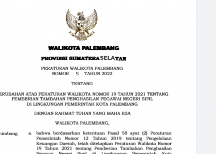 Alasan Pemkot Palembang Pangkas Pemangkasan TPP ASN Hingga 12,5 Persen di RAPBD 2026