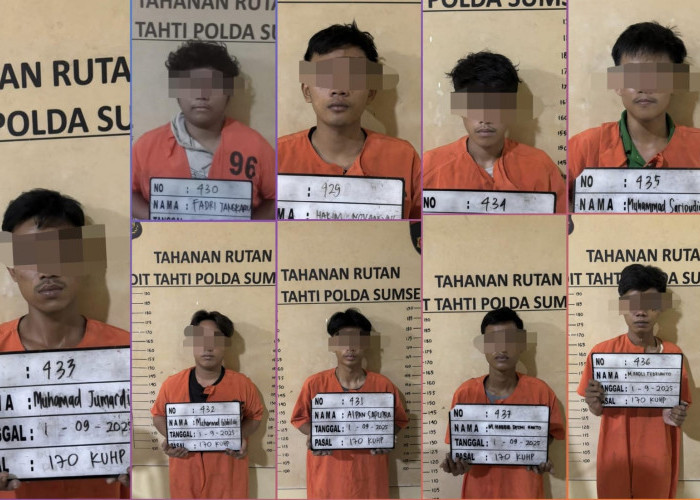 Polda Sumsel Tetapkan 9 Orang Tersangka Aksi Kerusuhan di Palembang, 54 Dipulangkan kepada Orang Tua