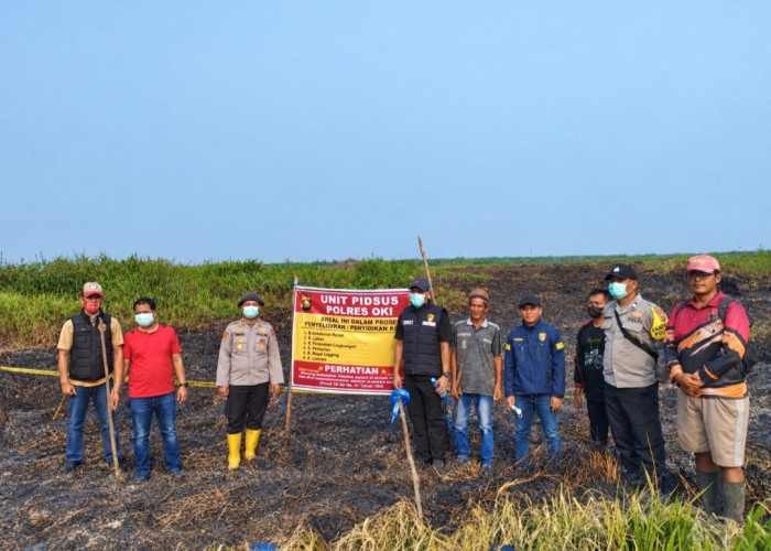 Warga Bakar Lahan di Sungai Menang Diamankan Polres OKI Terancam Hukuman 3 Tahun Penjara 