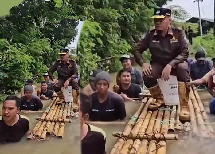 Duduk Bak Raja di Rakit Bambu Dirut PDAM Bangkalan ‘Dirujak’ Netizen Ngurusin Air Tapi Takut Basah-basahan  