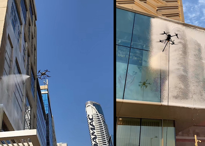 Bersihkan Gedung Tinggi di Dubai Sudah Pakai Drone, Netizen: Seharusnya Ada yang Mengelap Hingga Kering?
