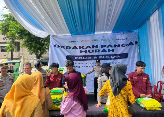 Dukung Stabilitas Harga, Polres OKI Salurkan 5 Ton Beras SPHP di Pasar Kayuagung