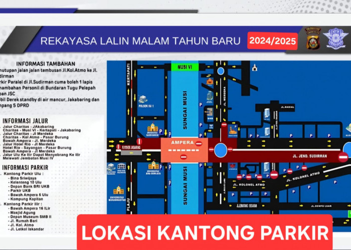 Berikut Lokasi Kantong Parkir di Seberang Ilir dan Seberang Ulu, Malam Pergantian Tahun Baru di Palembang