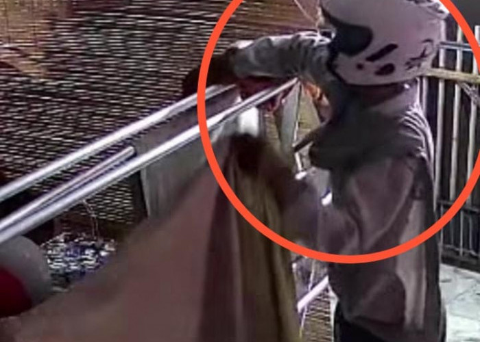 Maling Jemuran di Sako Viral, Terekam CCTV Sikat Pakaian Basah Sama Rak Lipatnya Sekaligus   
