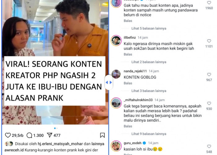 Usai Prank Ibu-Ibu Dapat Hadiah Rp2 Juta, Konten Kreator Ini Dirujak Warganet dan Langsung Menghilang