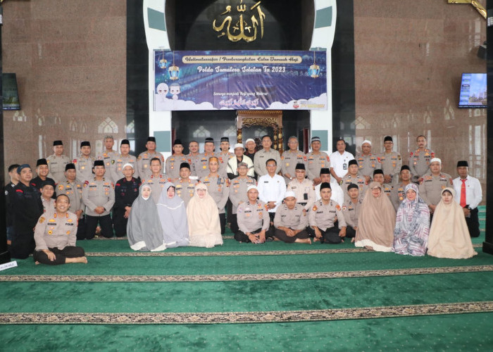 40 Orang Calon Jemaah Haji Polda Sumsel Dilepas di Masjid Assa’adah