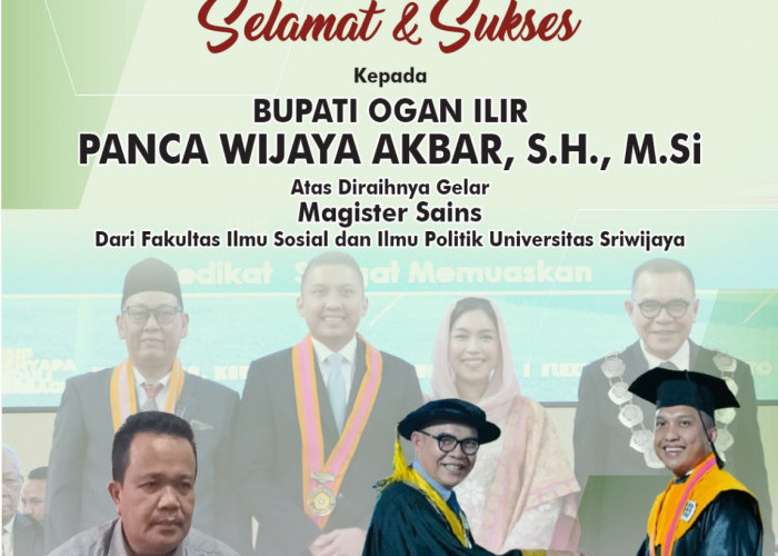 Dinas PUPR Ogan Ilir Mengucapkan Selamat kepada Panca Wijaya Akbar atas Diraihnya Gelar Magister Sains