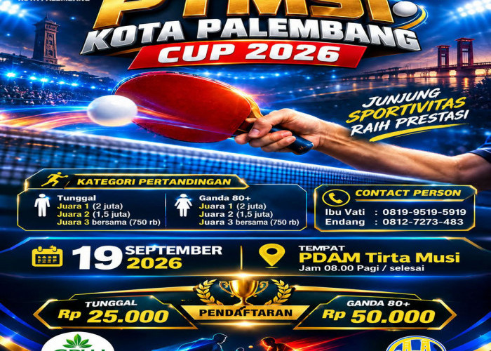 TM Usai Digelar, 125 Petenis Meja Ikuti Pengkot PTMSI Palembang Cup 2026