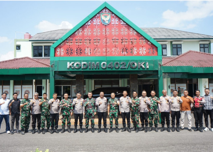 Kapolres OKI dan Jajaran Silahturahmi ke Kodim 0402/OKI, Perkuat Sinergitas TNI-Polri