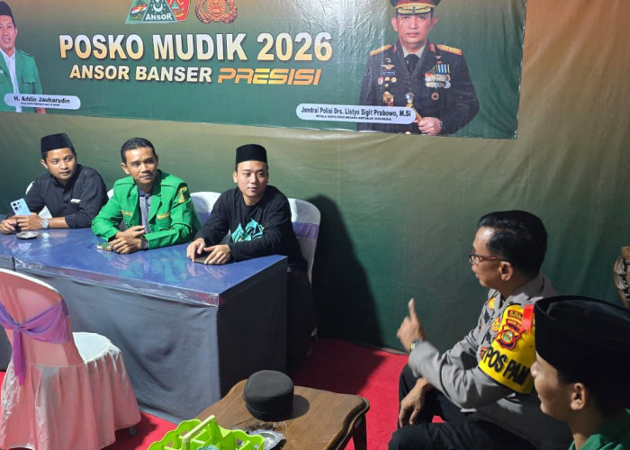 Sinergi Polres OKI dan GP Ansor Banser Presisi Bangun Posko Mudik Dukung Operasi Ketupat Musi 