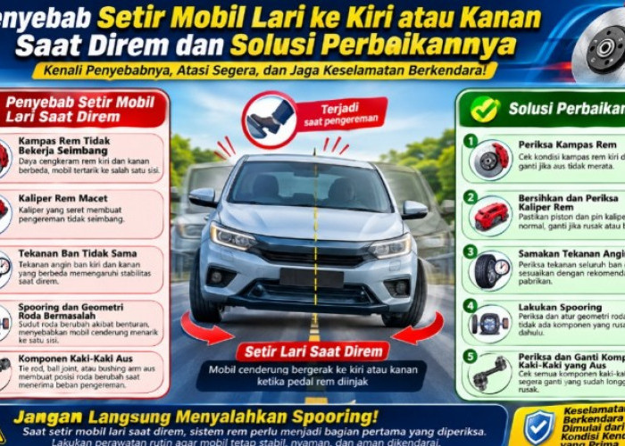Ini 5 Penyebab Setir Mobil Lari ke Kiri atau Kanan Saat Direm dan Solusi Perbaikannya