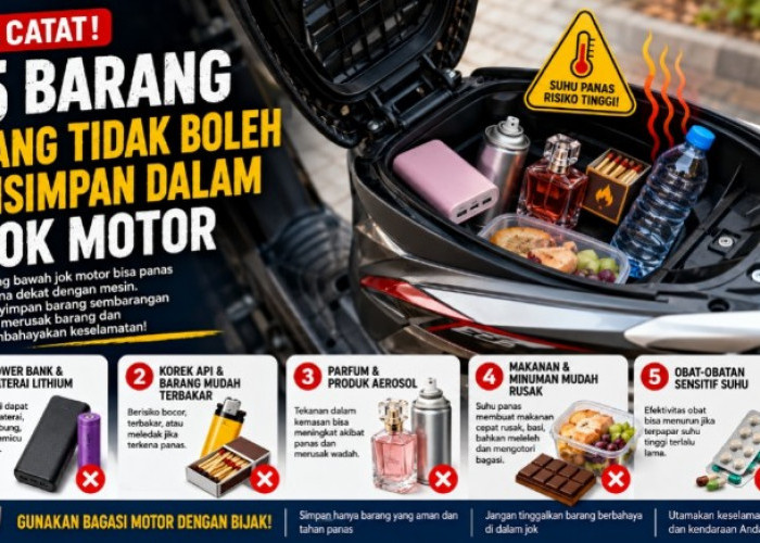 Catat! 5 Barang Ini Jangan Disimpan di Jok Motor, Bisa Bahaya