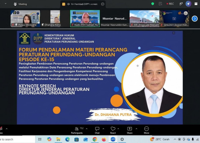 Kemenkum Sumsel Ikuti Forum Pendalaman Materi Perancang Peraturan Perundang-undangan Episode ke-15