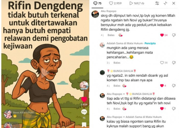 Aksi Sosial Teh Novi untuk Rifin Dengdeng ODGJ Palembang Tuai Pujian, Warganet Doakan Lekas Sembuh