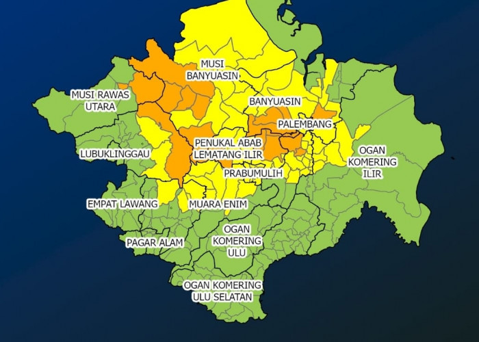 Prediksi BMKG Sumsel: Waspda Hujan Lebat Berpotensi Melanda Daerah Hingga 23.00 WIB