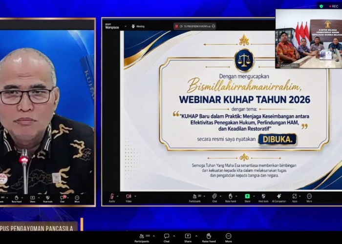 Webinar KUHAP 2026, Kanwil Kemenkum Babel Perkuat Kesiapan Hadapi Paradigma Baru Hukum Pidana
