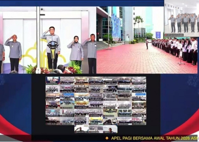 Kanwil Kemenkum Babel Ikuti Apel Pagi Bersama Awal Tahun 2026 Secara Virtual