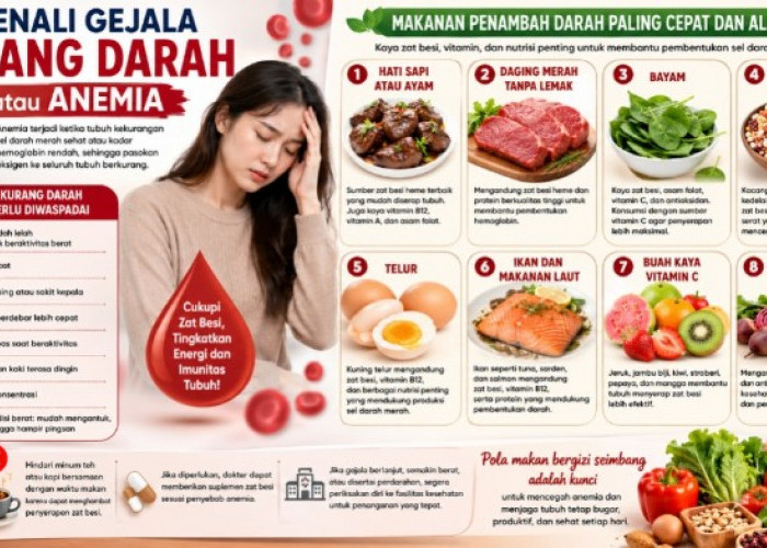Kenali Gejala Kurang Darah atau Anemia, Ini 8 Daftar Makanan Penambah Darah Paling Cepat dan Alami